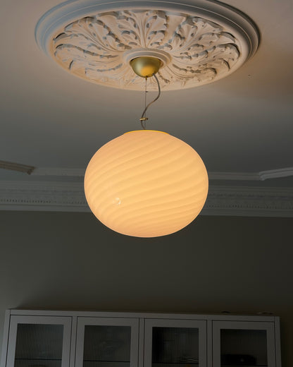 Oval lyserød candy Murano pendel, 40 cm