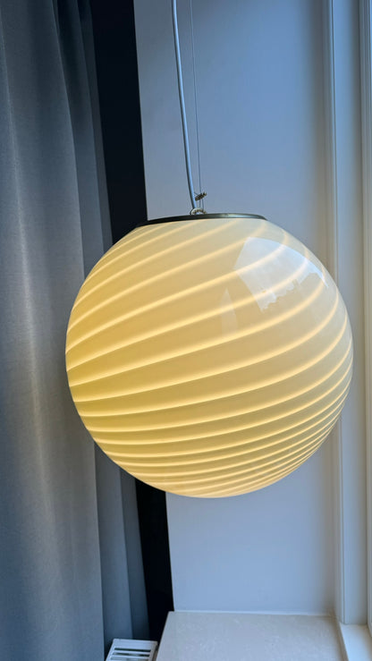 Murano round pendant cream swirl, 40 cm