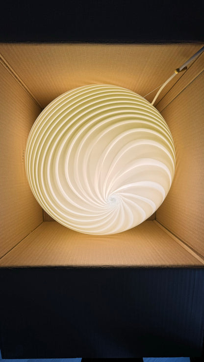 Murano round pendant cream swirl, 40 cm