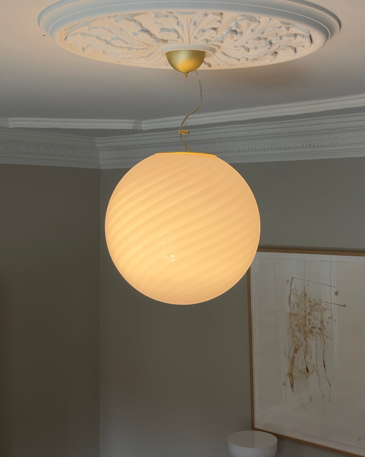 Lyserød Murano pendel, 40 cm