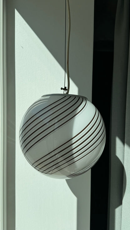 Murano round pendant with brownish swirl, 26 cm