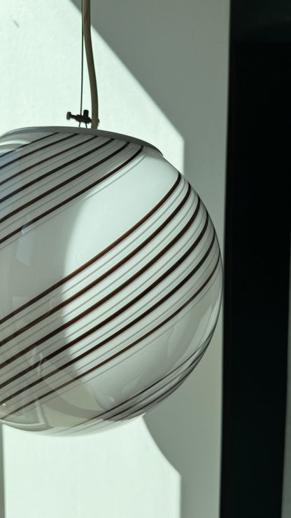 Murano round pendant with brownish swirl, 26 cm