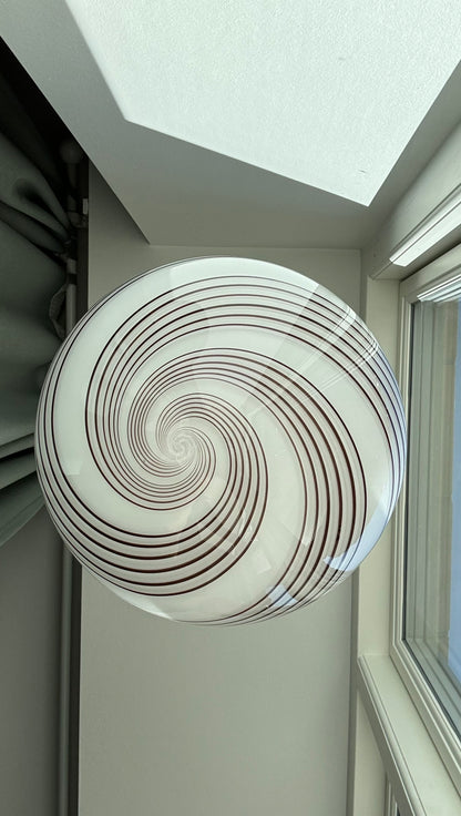 Murano round pendant with brownish swirl, 26 cm