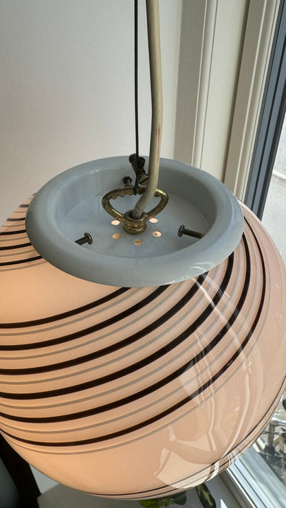 Murano round pendant with brownish swirl, 26 cm