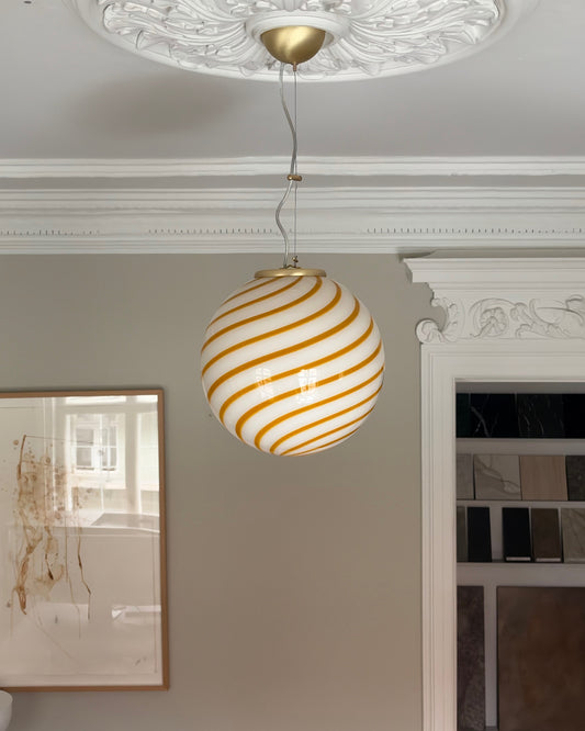 Yellow Solero Swirl candy Murano pendant, 30 cm