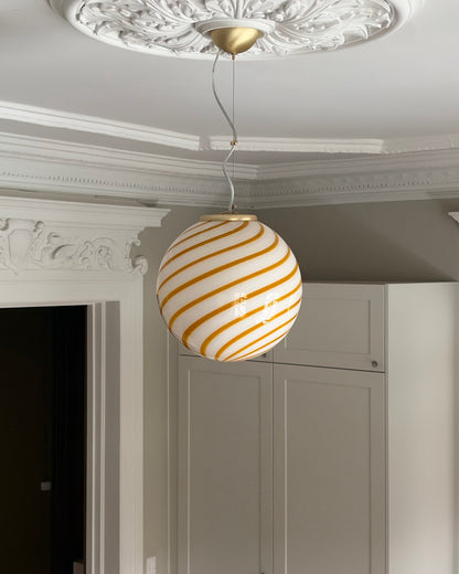 Yellow Solero Swirl candy Murano pendant, 30 cm
