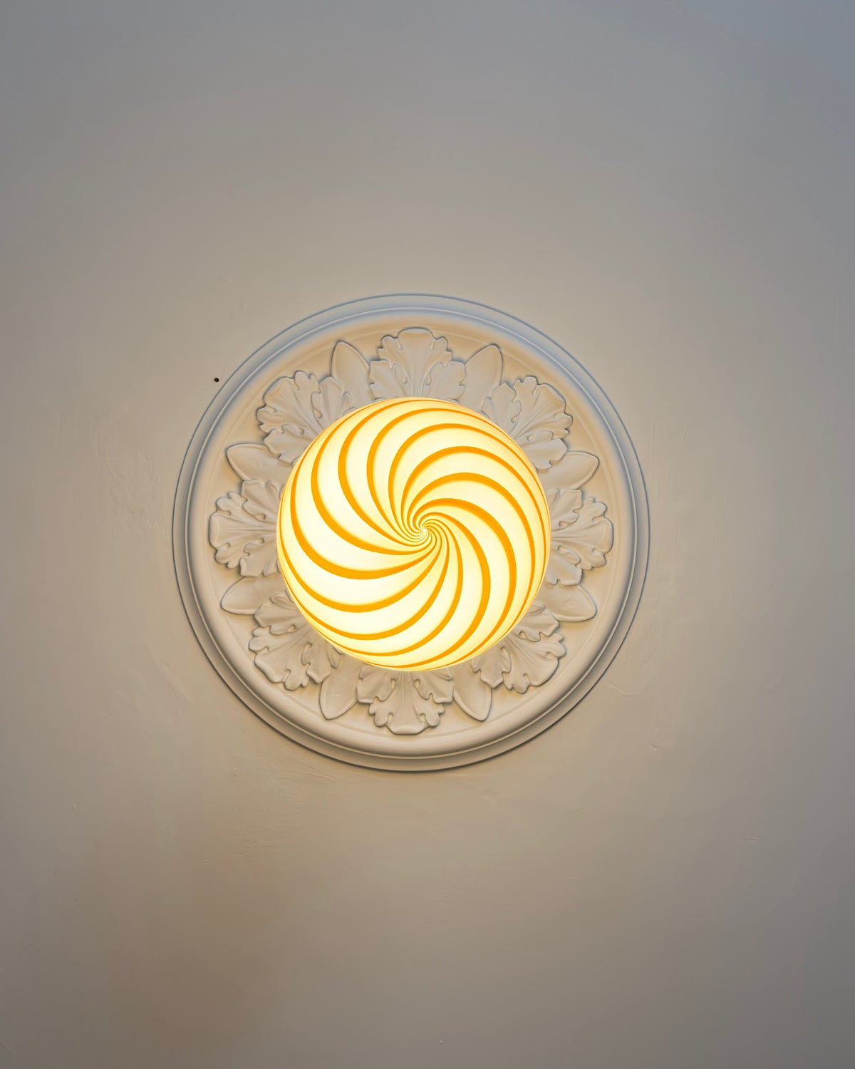 Yellow Solero Swirl candy Murano pendant, 30 cm