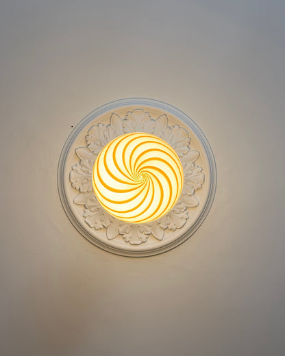 Yellow Solero Swirl candy Murano pendant, 30 cm