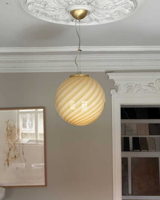 Yellow candy Murano pendant lamp, 30 cm