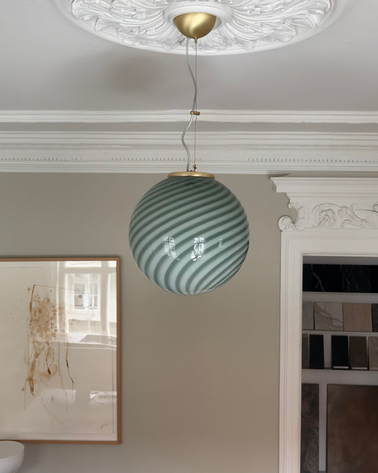 Mørkegrøn Murano swirl pendel, 30 cm
