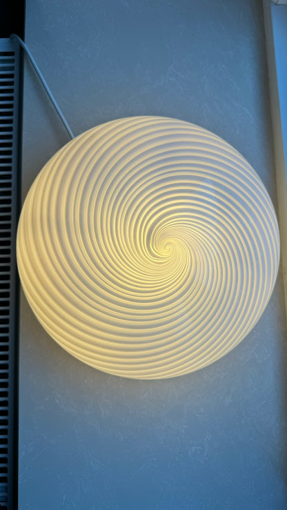 Murano ceiling lamp in classic white swirl, 30 cm