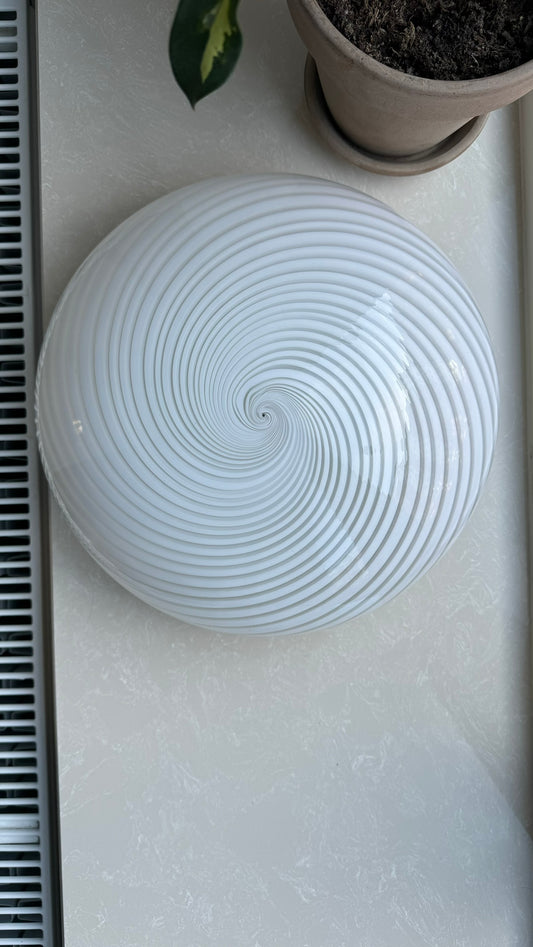 Murano plafond  i klassisk hvid swirl, 30 cm