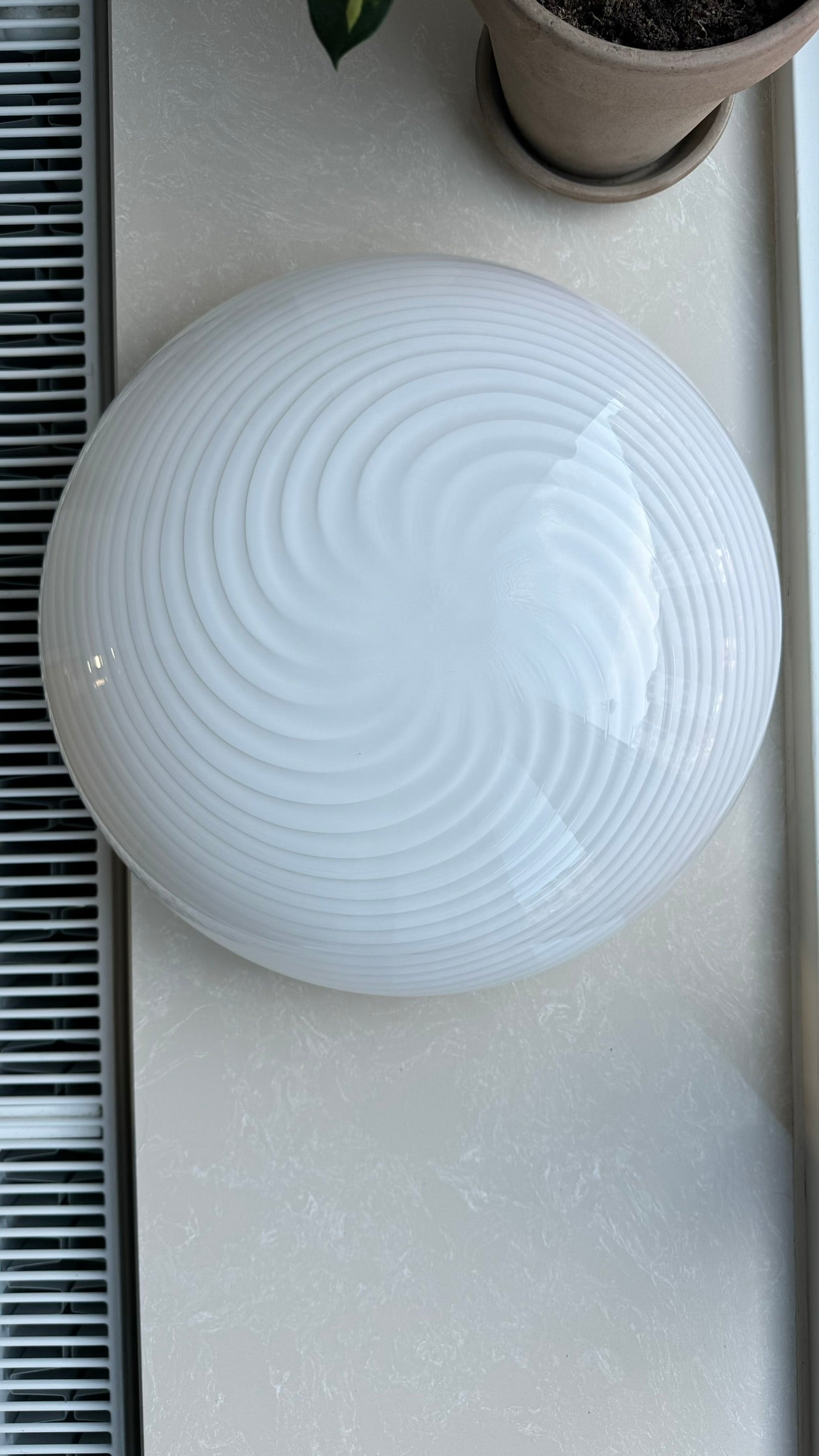 Murano plafond  i klassisk hvid swirl, 35 cm