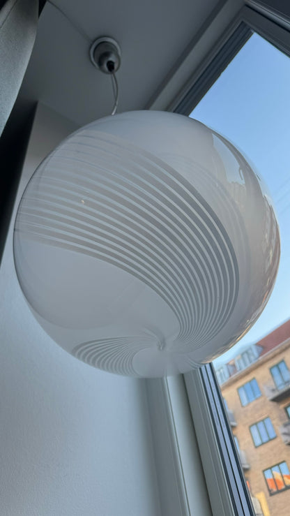 Large round Vintage Murano pendant w. transparent glass, 45 cm