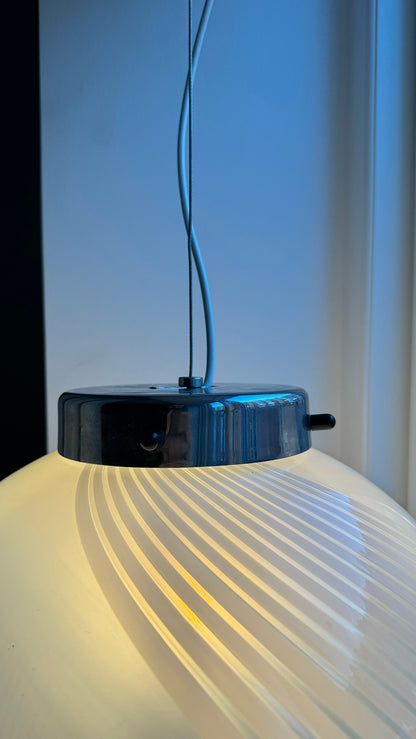 Large round Vintage Murano pendant w. transparent glass, 45 cm