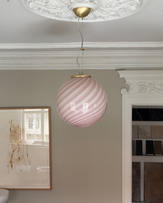 Dusty rose candy Murano pendant, 30 cm