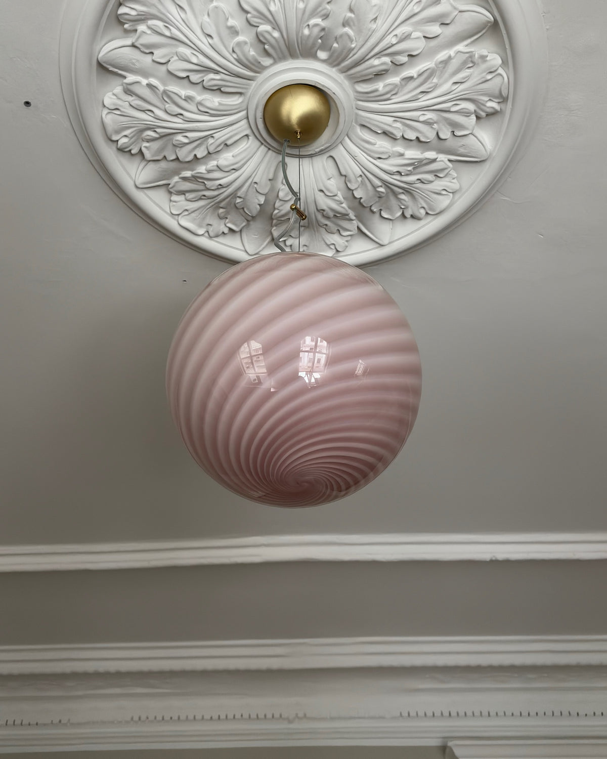 Dusty rose candy Murano pendel, 30 cm
