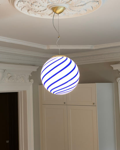 Blå swirl Murano pendel, 30 cm