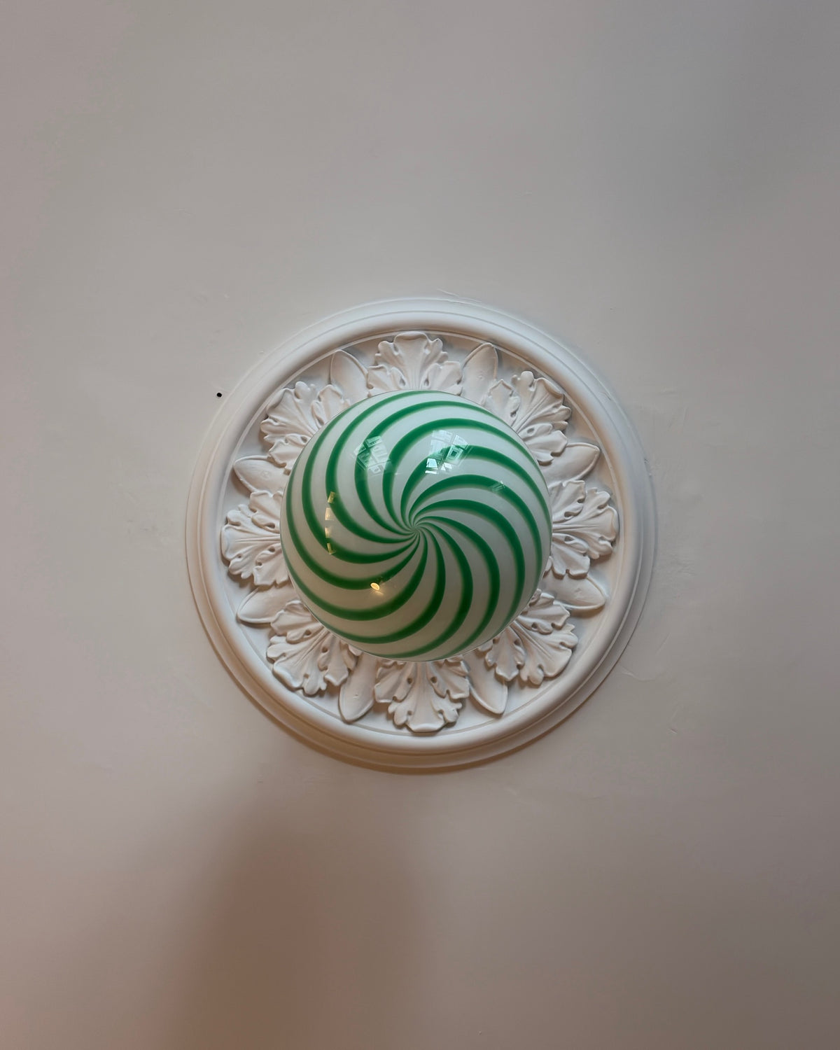 Grøn swirl candy Murano pendel, 30 cm