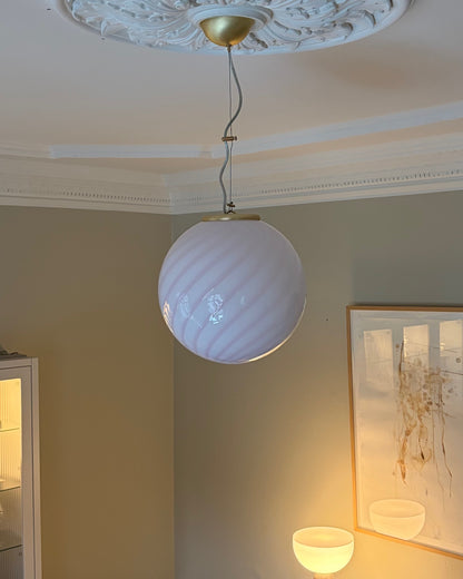 Lyserød candy Murano pendel, 30 cm