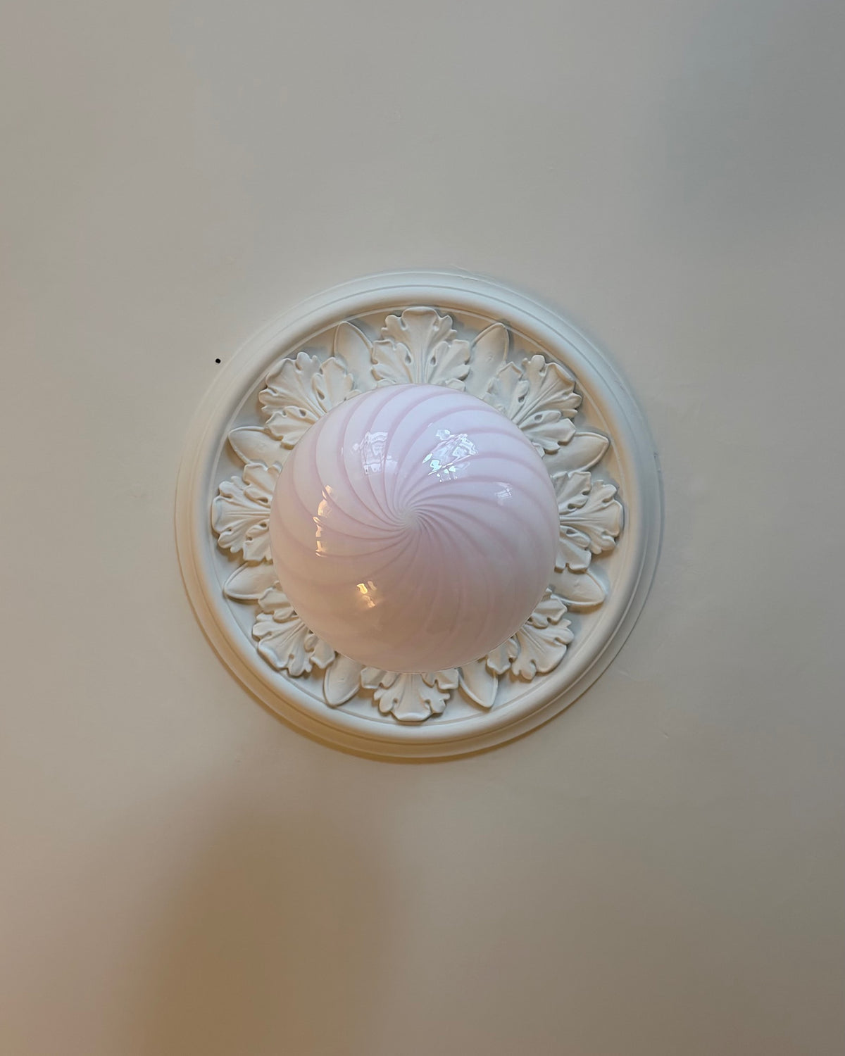 Lyserød candy Murano pendel, 30 cm
