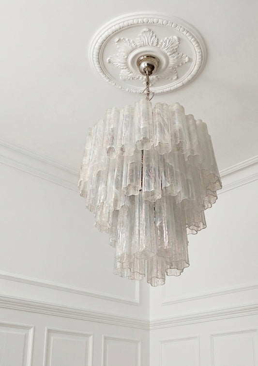 Murano lysekrone | Tuber | 48 glas | Hvid alabaster glas