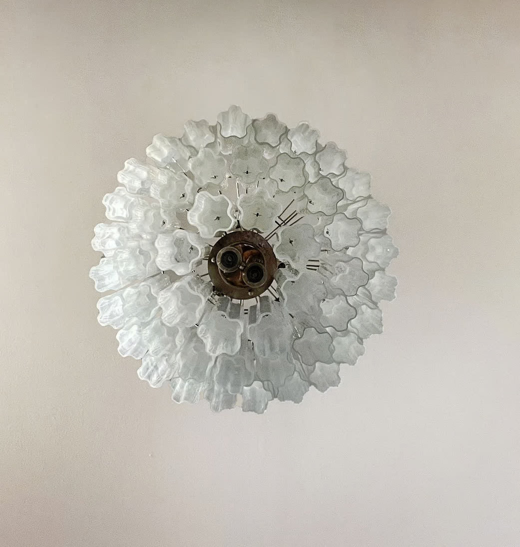 Murano chandelier | Tuber | 48 glasses | White alabaster glass