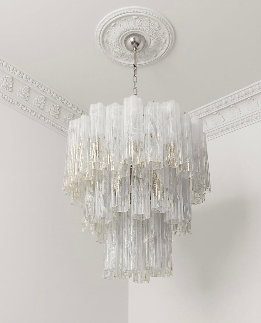 Murano chandelier | Tuber | 48 glasses | White alabaster glass