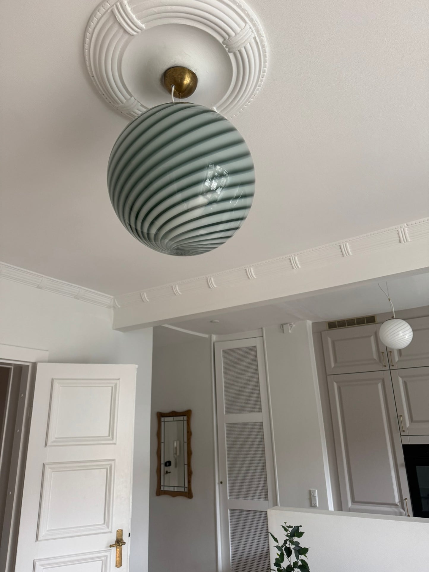 Dark green Murano swirl pendant light, 40 cm