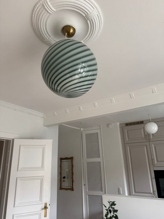 Mørkegrøn Murano swirl pendel, 40 cm