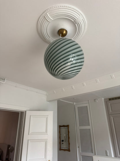 Dark green Murano swirl pendant light, 40 cm
