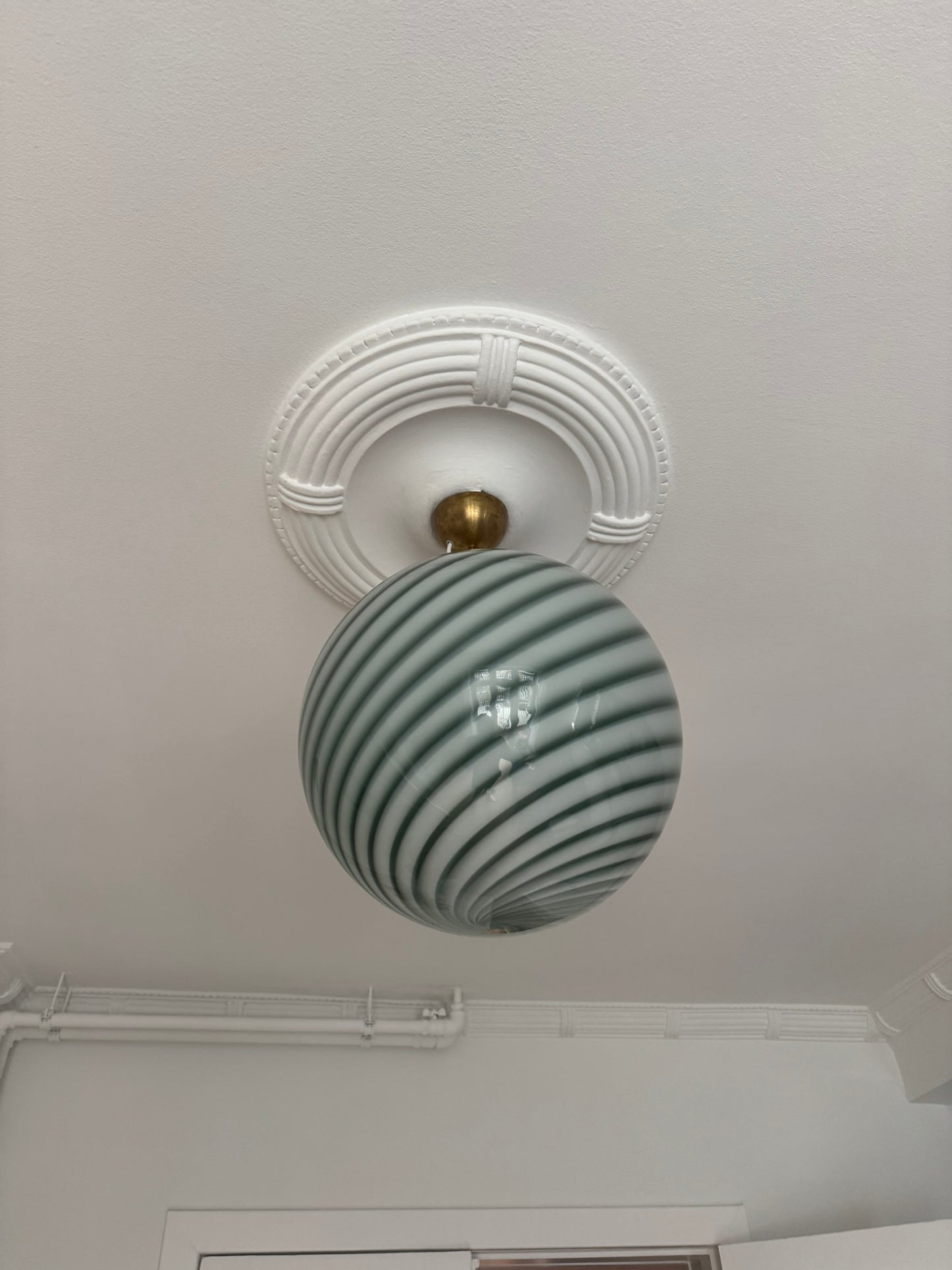 Dark green Murano swirl pendant light, 40 cm