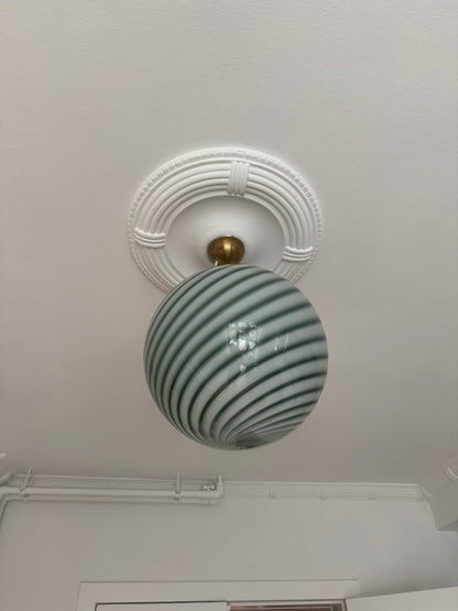 Dark green Murano swirl pendant light, 40 cm