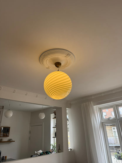 Dark green Murano swirl pendant light, 40 cm