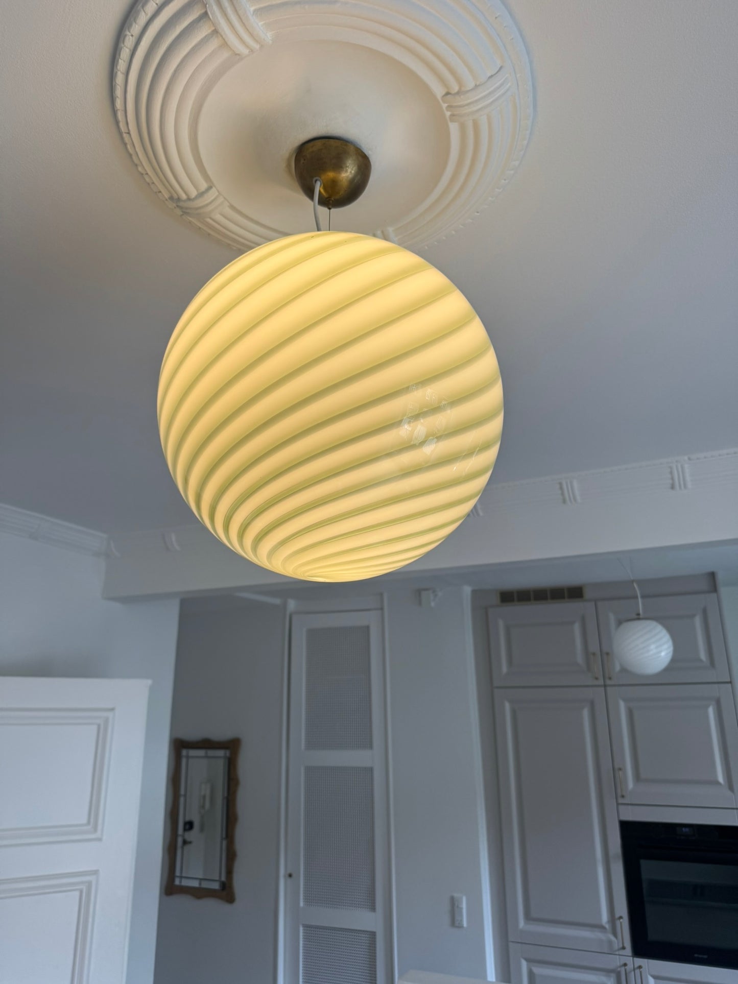 Dark green Murano swirl pendant light, 40 cm