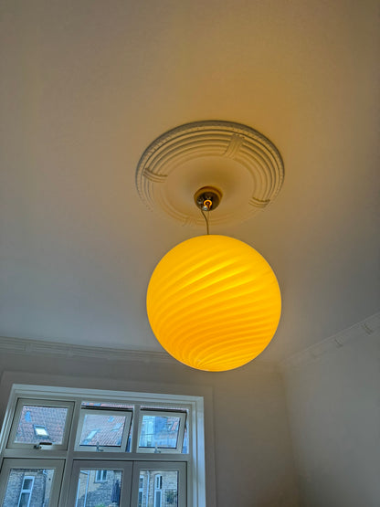 Large Murano pendant with yellow swirl, 40 cm