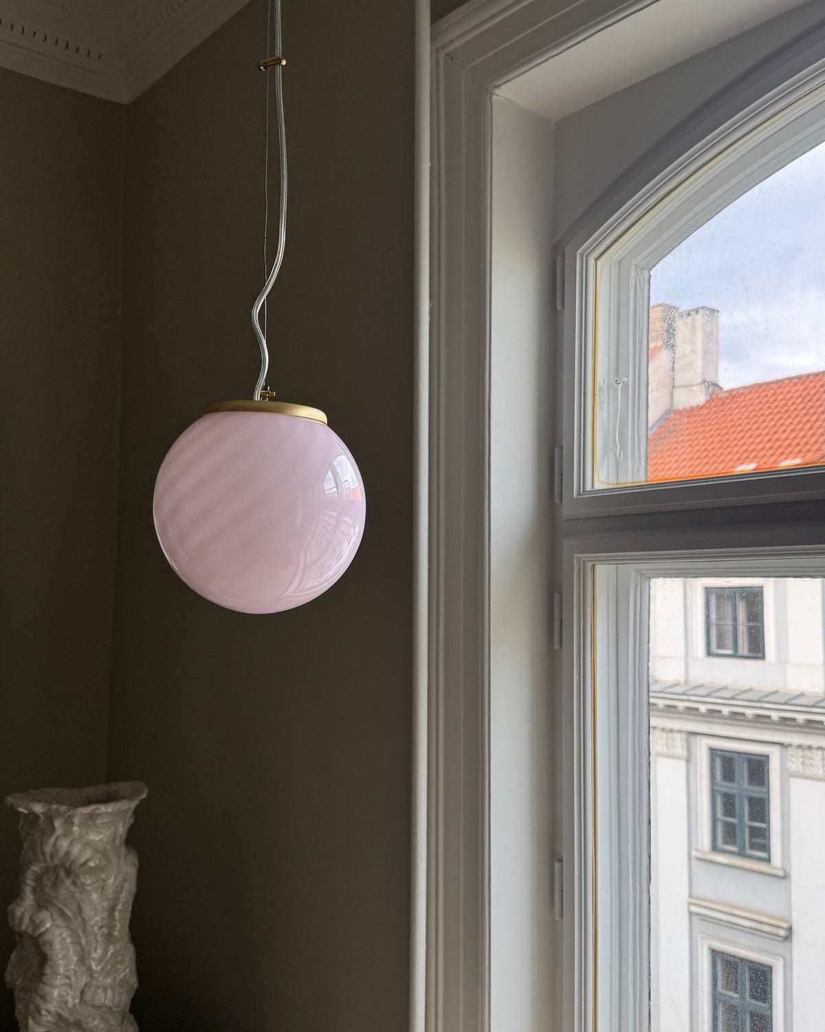 Lyserød Murano pendel, 20 cm