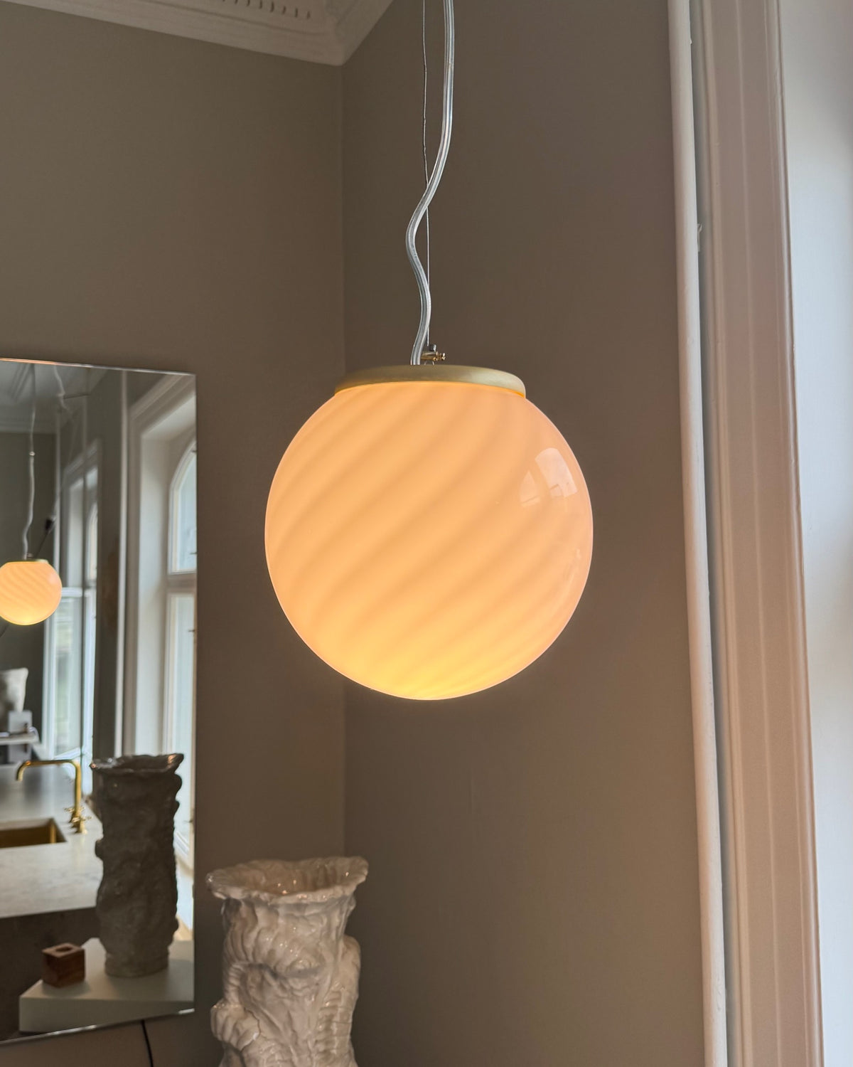 Lyserød Murano pendel, 20 cm