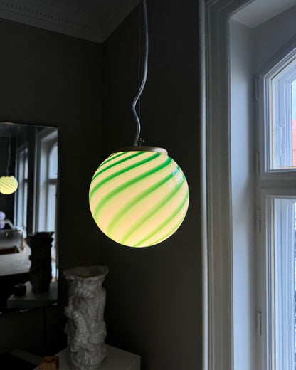 Murano pendant lamp with green swirl, 20 cm