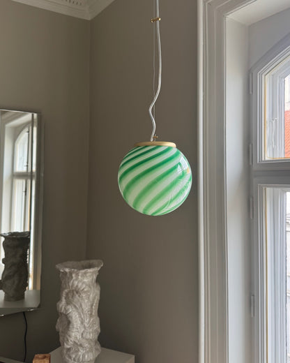 Murano pendant lamp with green swirl, 20 cm