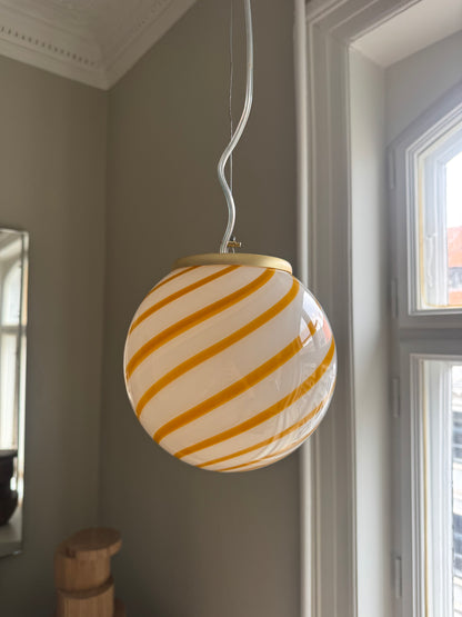Gul swirl candy Murano pendel, 20 cm