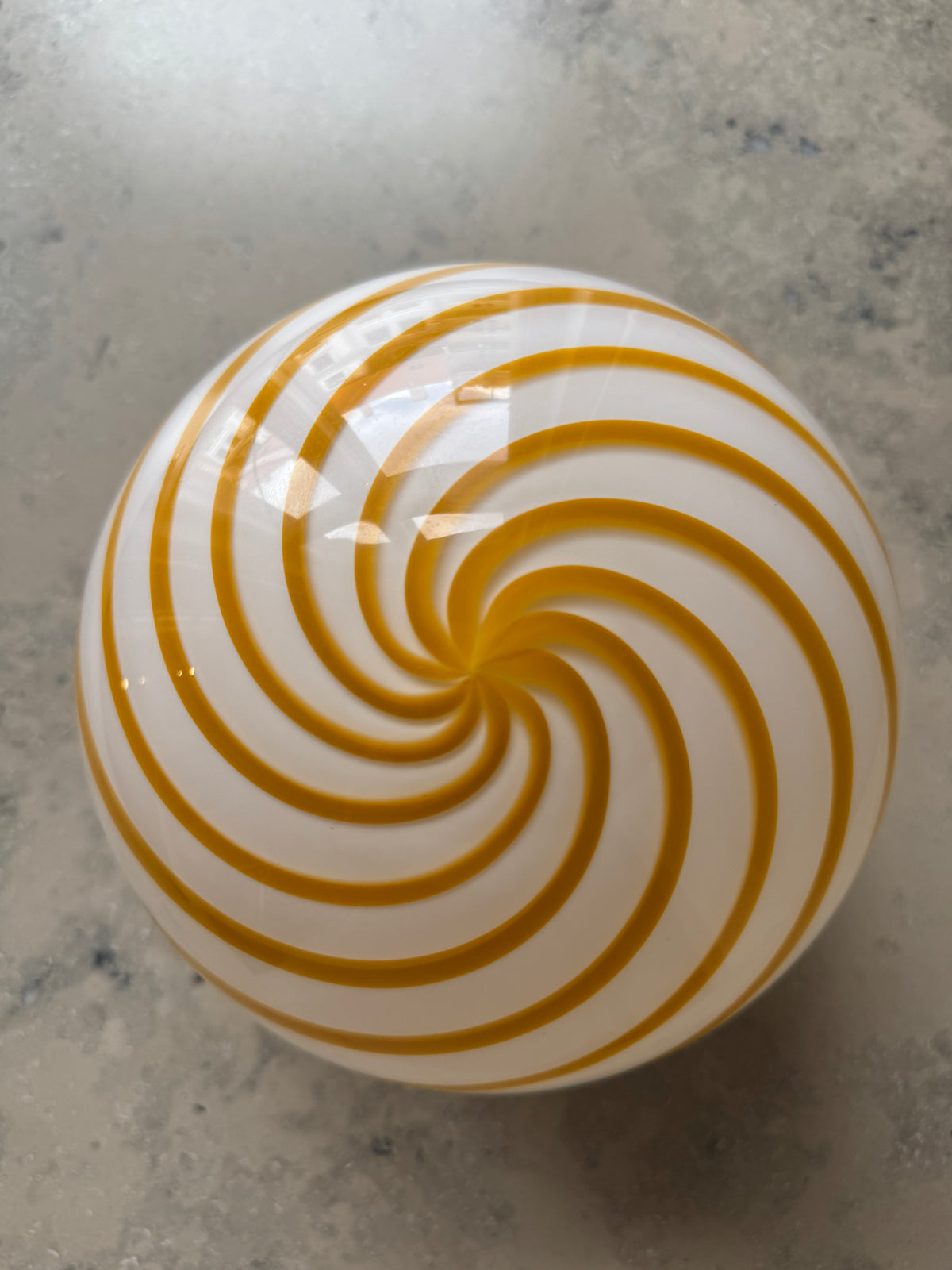 Gul swirl candy Murano pendel, 20 cm