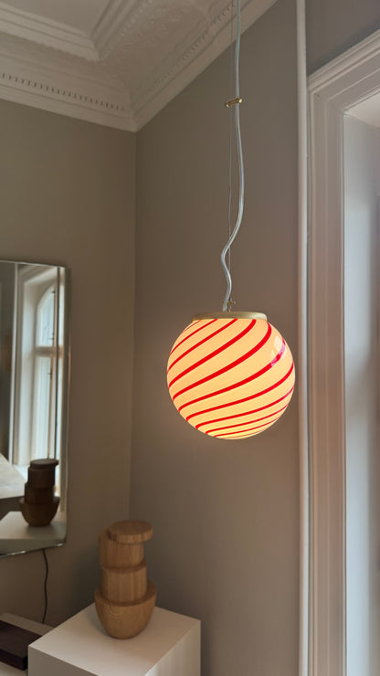 Cherry swirl candy Murano pendel, 20 cm