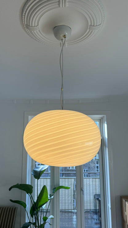 Huge vintage Murano ceiling lamp with engraving, 45 cm