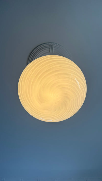 Huge vintage Murano ceiling lamp with engraving, 45 cm