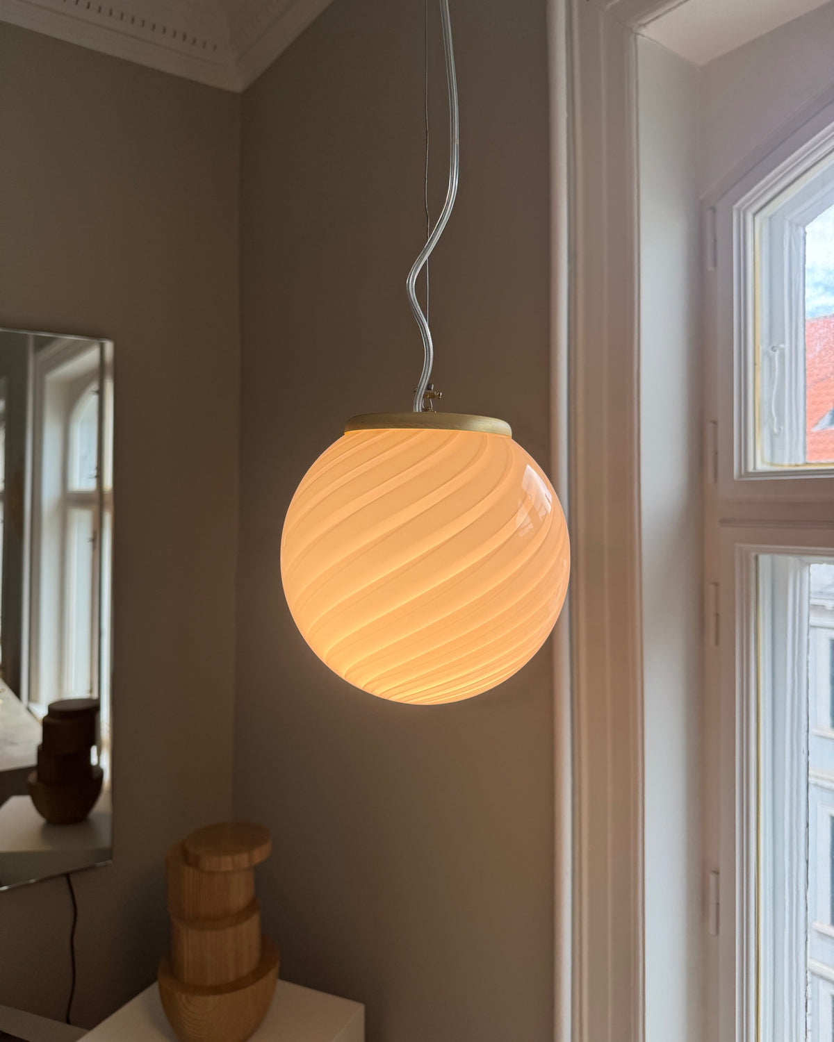 Dusty rose Murano pendel, 20 cm