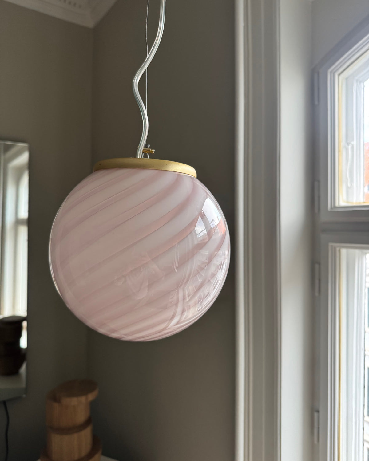 Dusty rose Murano pendel, 20 cm