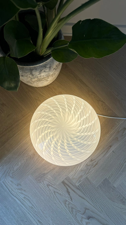 White vintage Murano ceiling lamp with peacock swirl, 36 cm