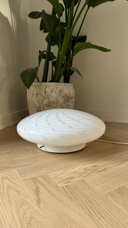 White vintage Murano ceiling lamp with peacock swirl, 36 cm