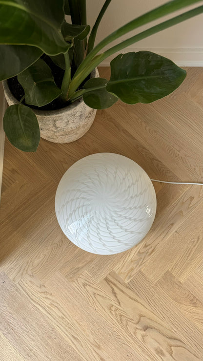 White vintage Murano ceiling lamp with peacock swirl, 36 cm